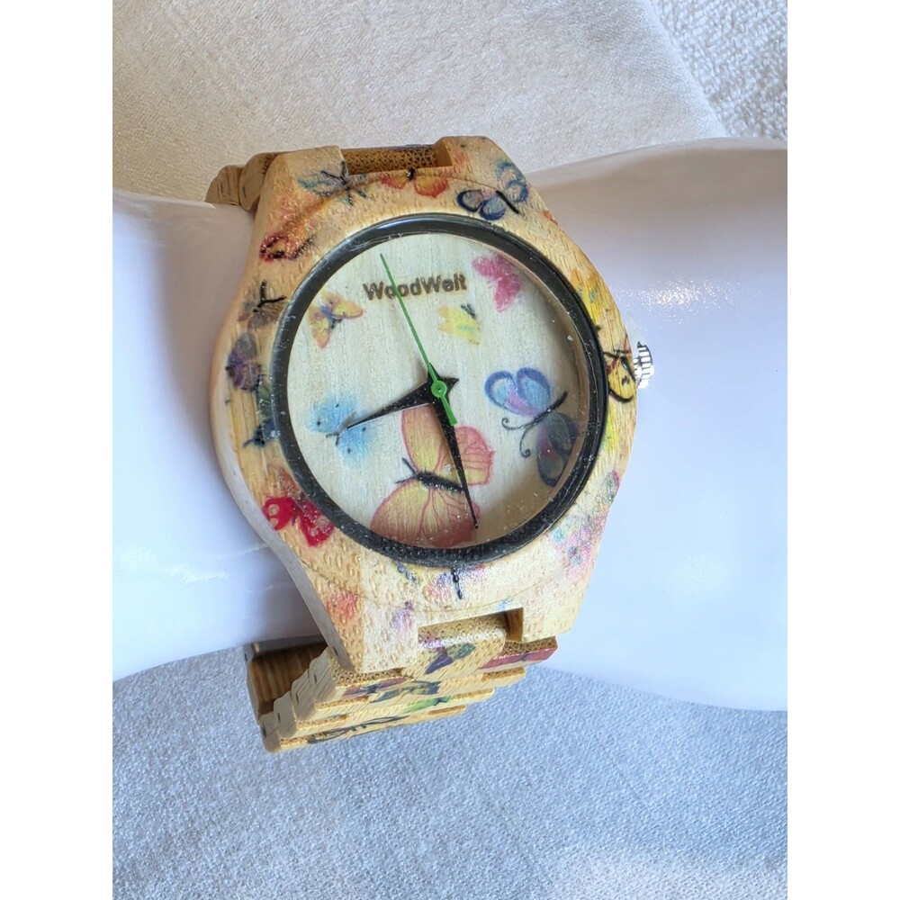 WoodWelt Women's Wooden Butterfly Watch New in Box Colorful Butterfly Band NIB